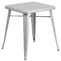 Flash Furniture CH-31330-29-SIL-GG Square Metal Table in Silver